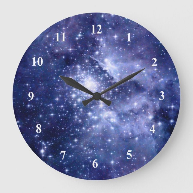Cobalt Dreams Stars Galaxies Space Universe Large Clock (Front)