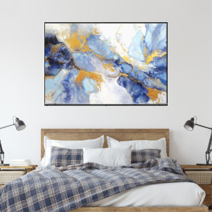 Cobalt & Gold Ocean Vein Abstract Art Canvas Print