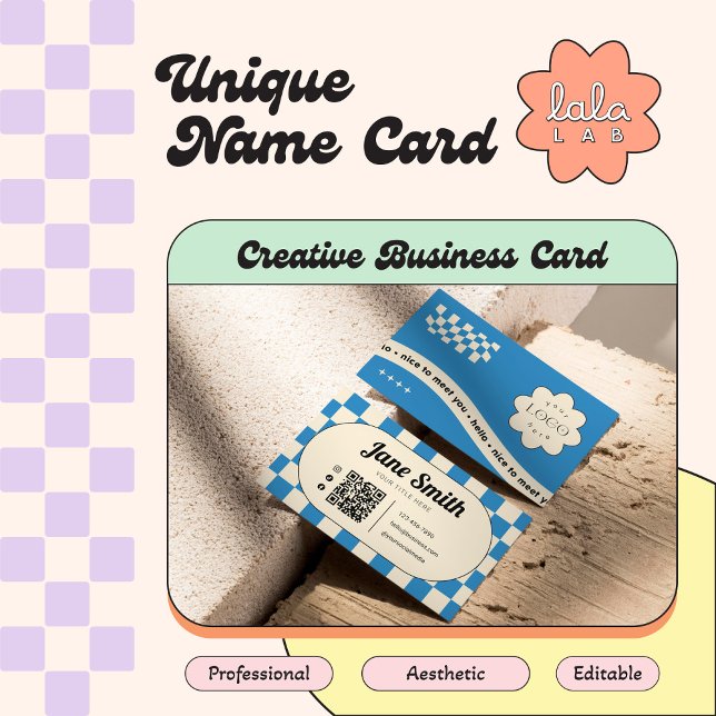 Cobalt Groovy Editable Business Card for Studio (Creator Uploaded)