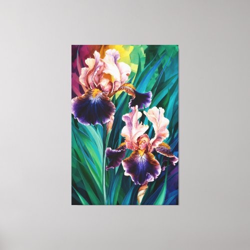  Cobalt Irises  Flower Artsy Iris Painting AP84 Canvas Print