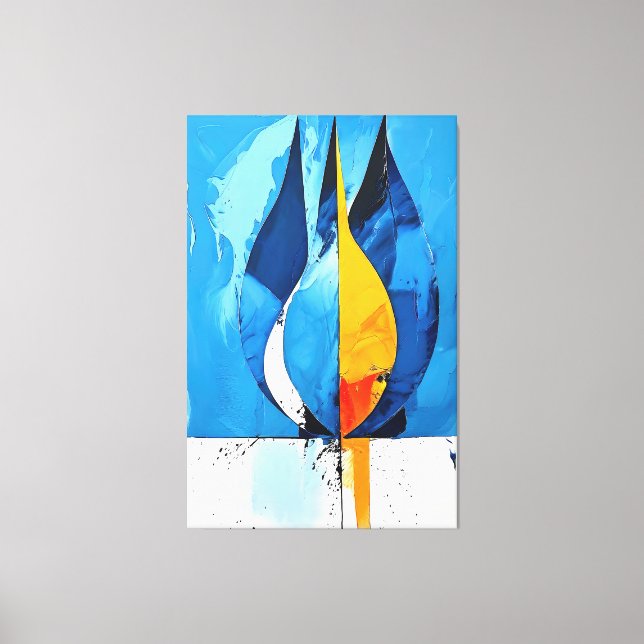 Cobalt Line Art Intrigue Abstract  Canvas Print (Front)