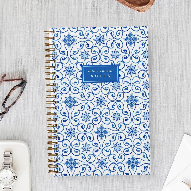Cobalt | Mediterranean Tile Personalized Notebook (Creator Uploaded)