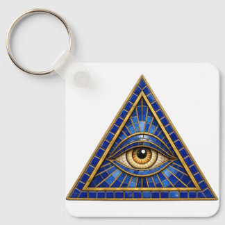 Cobalt Mosaic All-Seeing Eye Aluminum Keychain