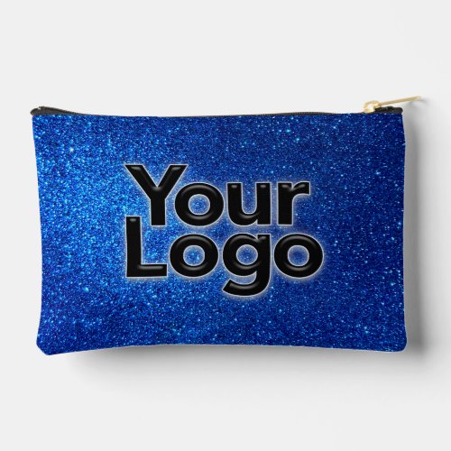 Cobalt Navy Blue Sparkly Glitter Luxury Business  Accessory Pouch
