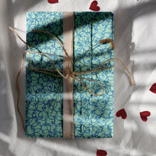 Cobalt Scribble Rings – minimal modern Pattern Wrapping Paper Sheets