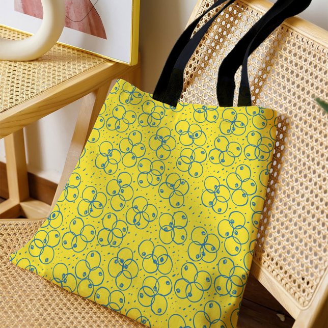 Cobalt Scribble Rings – modern Pattern Tote Bag (Creator Uploaded)