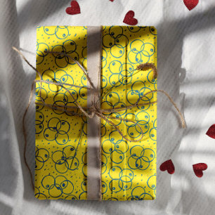 Cobalt Scribble Rings – modern Pattern Wrapping Paper Sheets