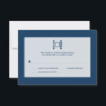 Cobalt Simple Torah Bar Mitzvah RSVP<br><div class="desc">A graphic image of a Torah makes a striking image on this unique Bar Mitzvah reply card. A dark blue background offsets a rounded rectangular panel containing a modern, graphic image of a torah. Customized reply text prints underneath. The reverse highlights the Bar Mitzvah's boy's name and date of the...</div>