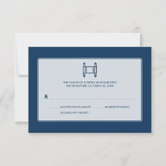 Cobalt Simple Torah Bar Mitzvah RSVP Card