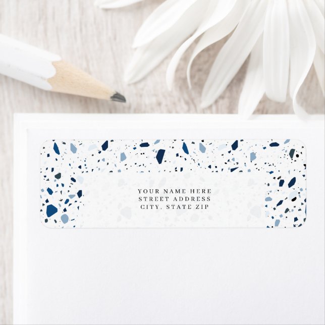 Cobalt Stone Blue Terrazzo Pattern Label (Insitu)