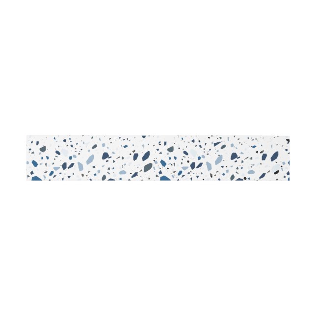 Cobalt Stone Blue Terrazzo Wedding Invitation Belly Band (Flat)