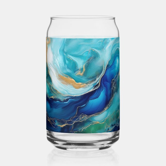 Cobalt Tides: An Abstract Exploration Can Glass (Front)