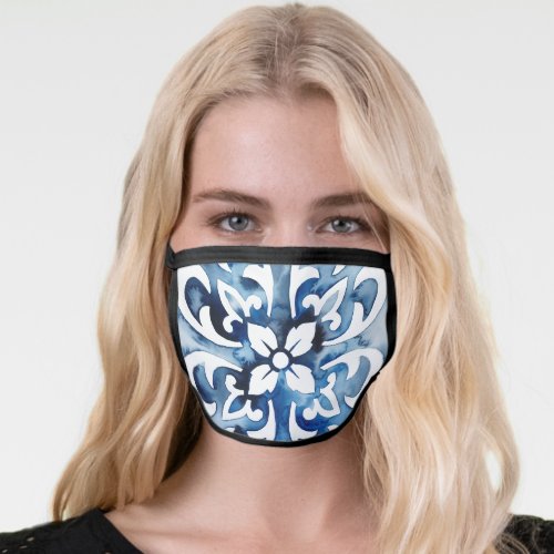 Cobalt Tile II Face Mask