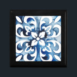 Cobalt Tile II Gift Box<br><div class="desc">Cobalt Tile II by Grace Popp. Blue tile-like pattern featuring a floral design.</div>
