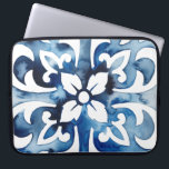Cobalt Tile II Laptop Sleeve<br><div class="desc">Cobalt Tile II by Grace Popp. Blue tile-like pattern featuring a floral design.</div>