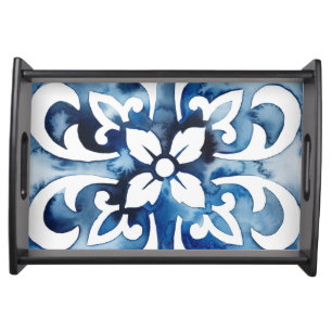 Cobalt Tile II Serving Tray