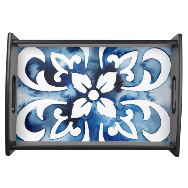 Cobalt Tile II Serving Tray (Front)