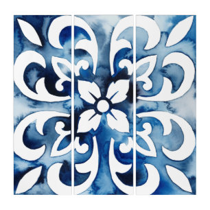 Cobalt Tile II Triptych