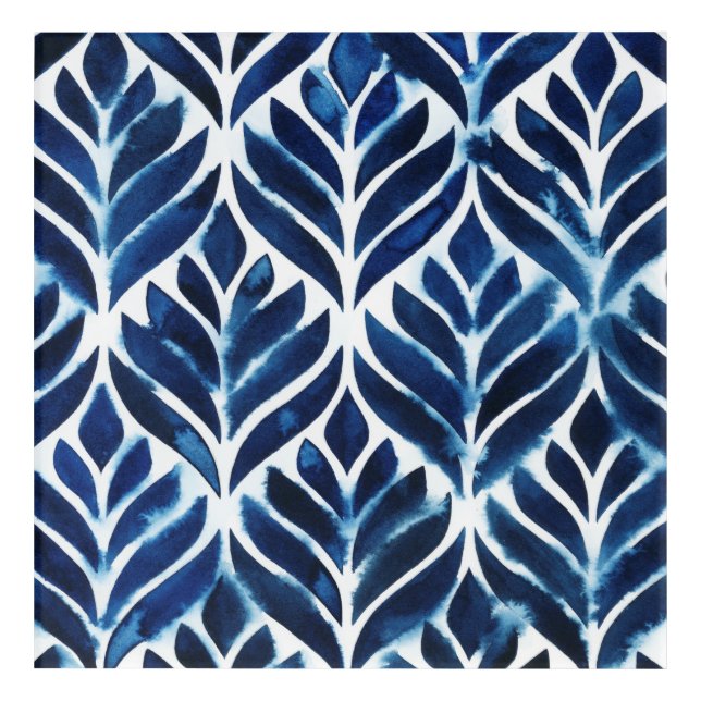 Cobalt Watercolor Tiles IV Acrylic Print (Front)