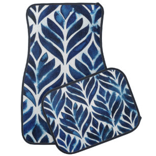 Cobalt Watercolor Tiles IV Car Floor Mat