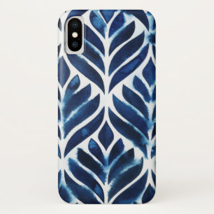 Cobalt Watercolor Tiles IV iPhone X Case