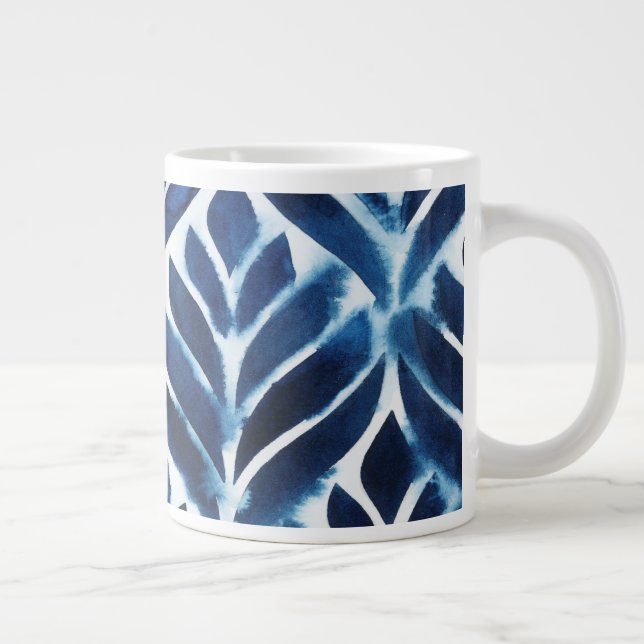 Cobalt Watercolor Tiles IV Giant Coffee Mug (Right)