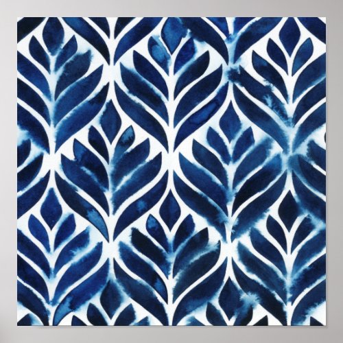 Cobalt Watercolor Tiles IV Poster