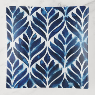 Cobalt Watercolor Tiles IV Trinket Tray
