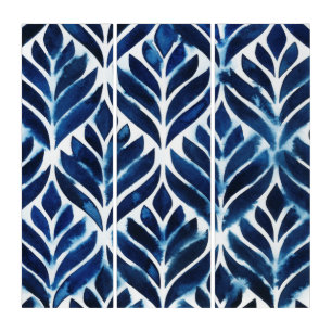 Cobalt Watercolor Tiles IV Triptych