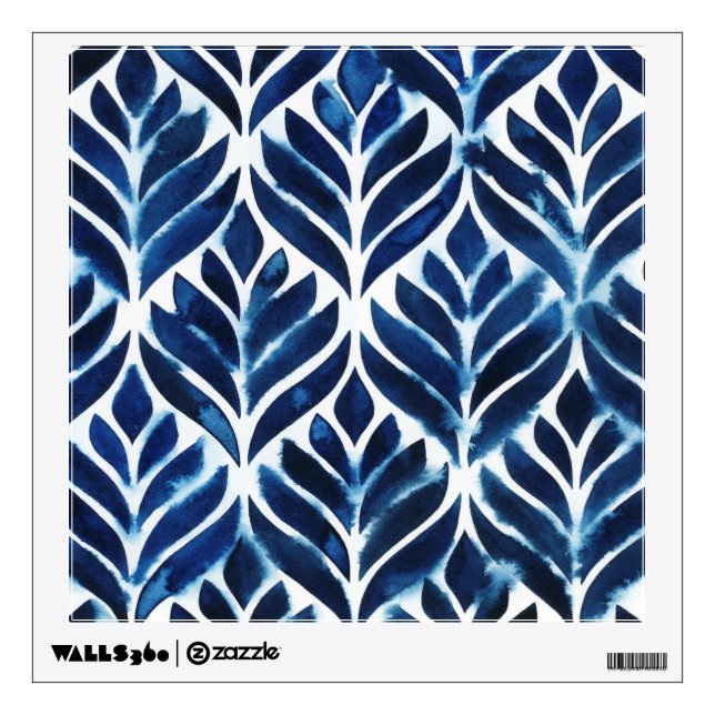 Cobalt Watercolor Tiles IV Wall Sticker (Front)