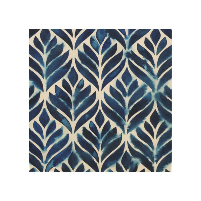 Cobalt Watercolor Tiles IV Wood Wall Art (Front)