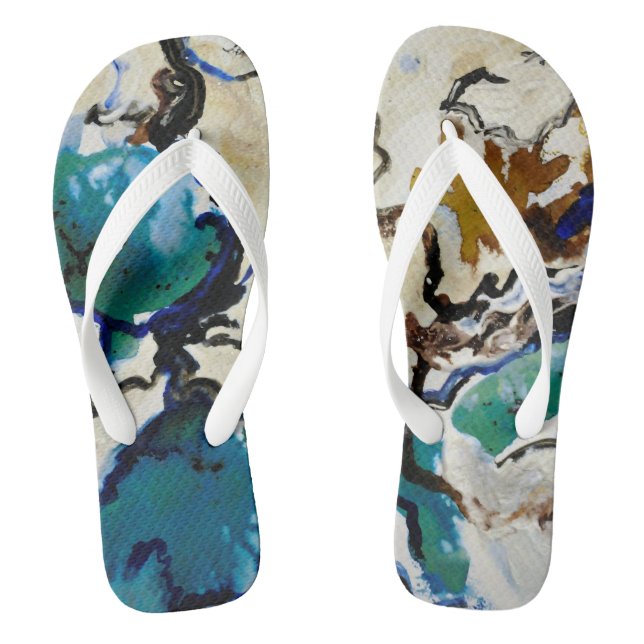 CobaltMoonDesign Blue Lagoon Adult, Flip flops (Footbed)