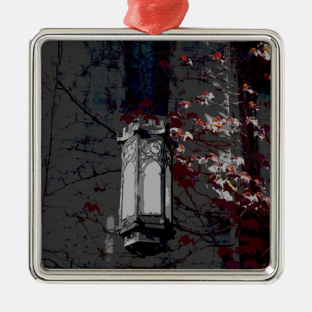 Cobb Hall Lamp With Maroon Ivy Metal Ornament (Front)