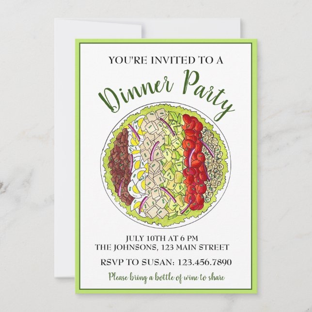Cobb Salad Dinner Party Cooking Class Food Truck Invitation (Front)