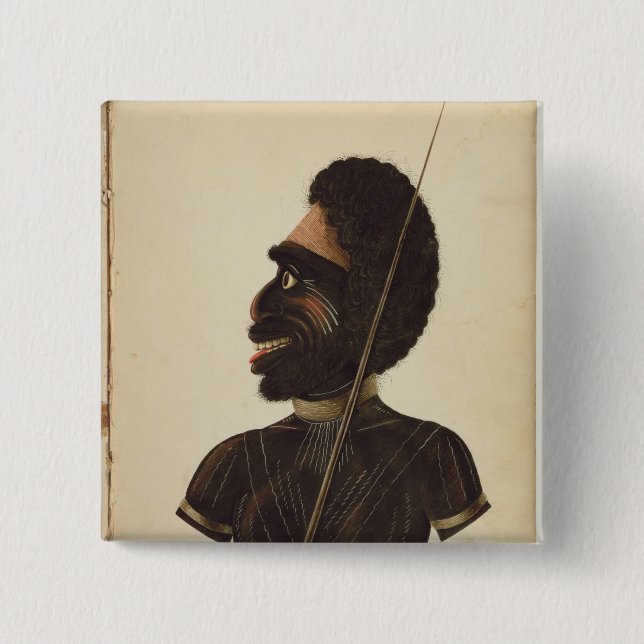 Cobbawn Wogi, native chief of Port Stephen Pinback Button (Front)