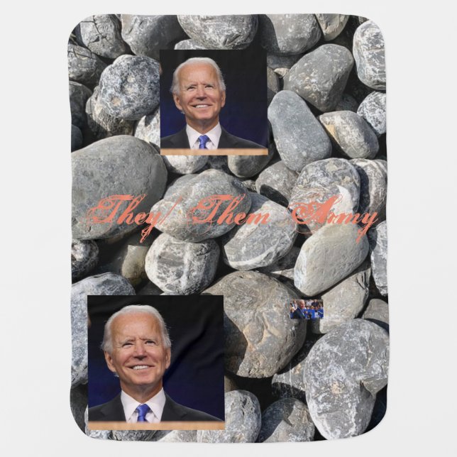 Cobblestone Joe Biden they/them army blanket (Front)