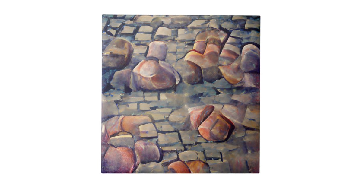 Cobblestone streets graphic art ceramic tile Zazzle