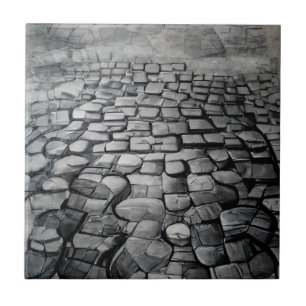 Cobblestones gray mist etching graphic art ceramic tile