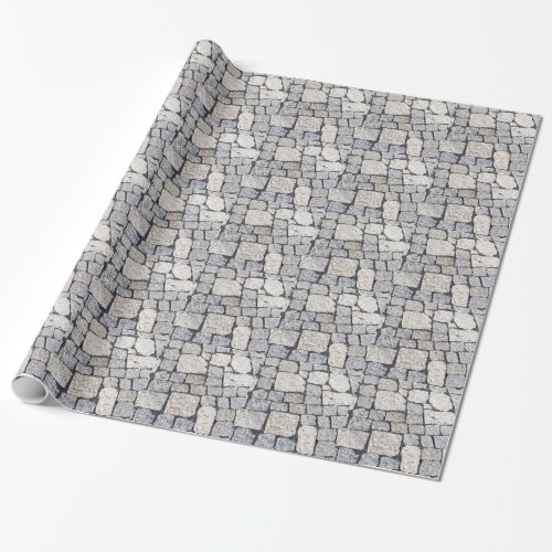 Cobblestones of a street in detail wrapping paper