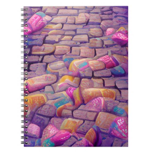 Cobblestones psychedelic colors graphic art  notebook