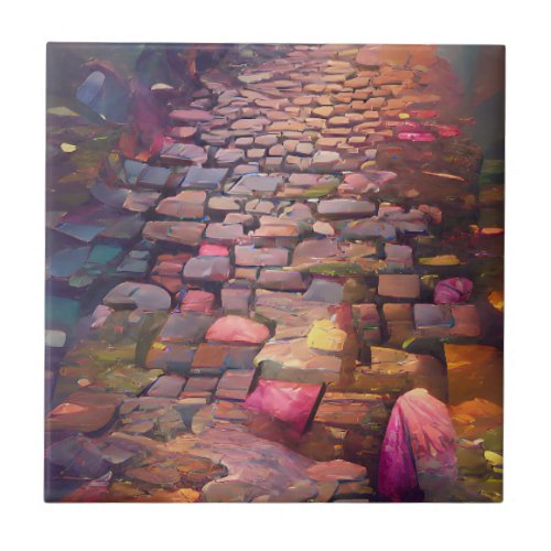 Cobblestones psychic colors graphic art  ceramic tile