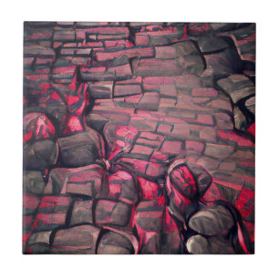 Cobblestones red black death graphic art ceramic tile