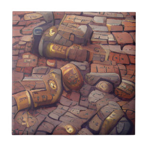 Cobblestones steampunk graphic art ceramic tile