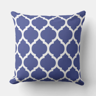 Coblat Blue Moroccan Quatrefoil Pattern Throw Pillow