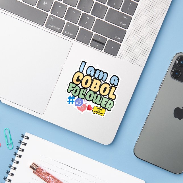 Cobol Programming Language Follower Sticker (Laptop w/ iPhone)