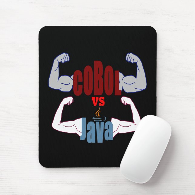 Cobol vs Java Programming Languages Showdown  Mouse Pad (With Mouse)