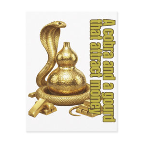 cobra and a gourd that attract money postcard