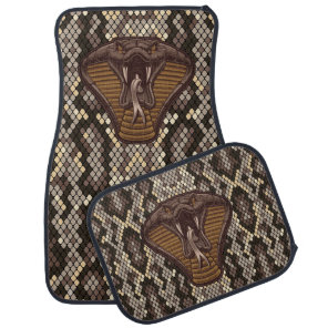Cobra Attack Snakeskin Brown Beige Car Floor Mat