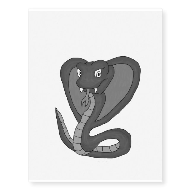 Cobra (black and white) temporary tattoos (Front)