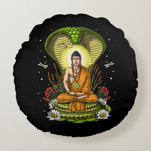 Cobra Buddha Meditation Round Pillow